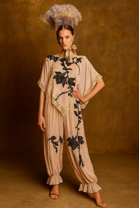 Shona, 30s silk and lace lounge set