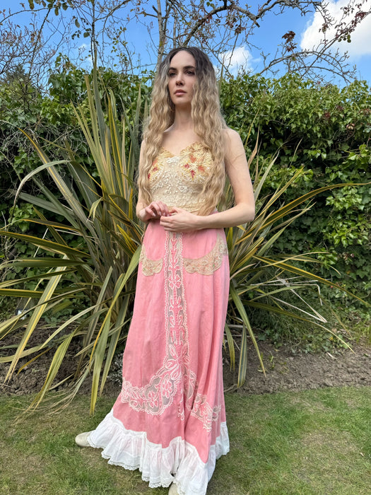 Brie, 30s pink and lace reworked dress
