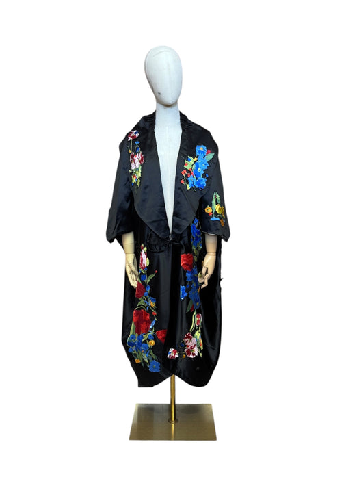 Fable, 20s silk black cocoon floral coat