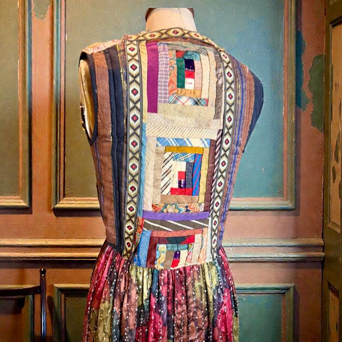 Ophelia, reworked sequins silk and patchwork dress