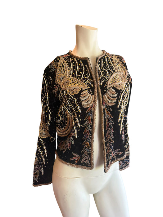 Praise, 1940s black velvet embroidered and beaded jacket
