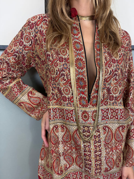 Eros, 40s paisley wool zip tunic