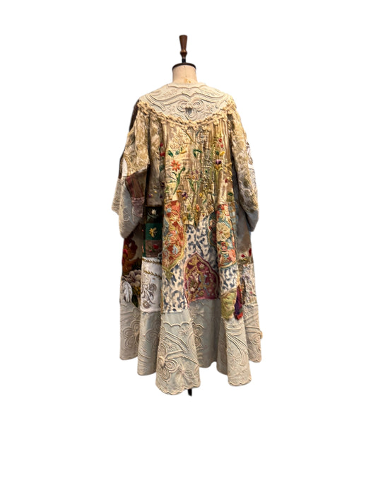 Traina, reworked Museum worthy Victorian, patchwork coat with original gold buttons