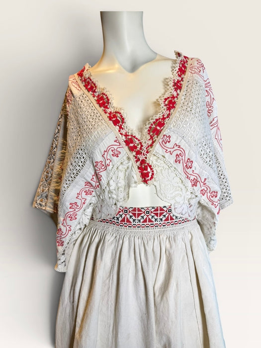 Dahlia, reworked Eastern European folk embroidered dress