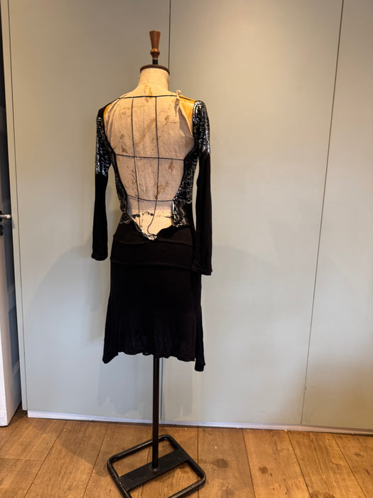 Buddhist Punk, 90s jersey beaded asymmetrical dress