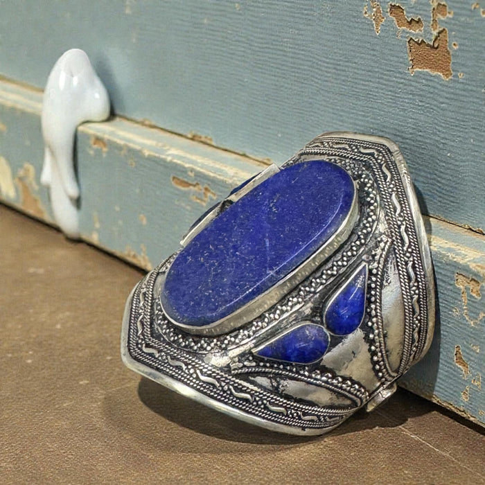 Lydia, Antique Native American lapis metal cuff
