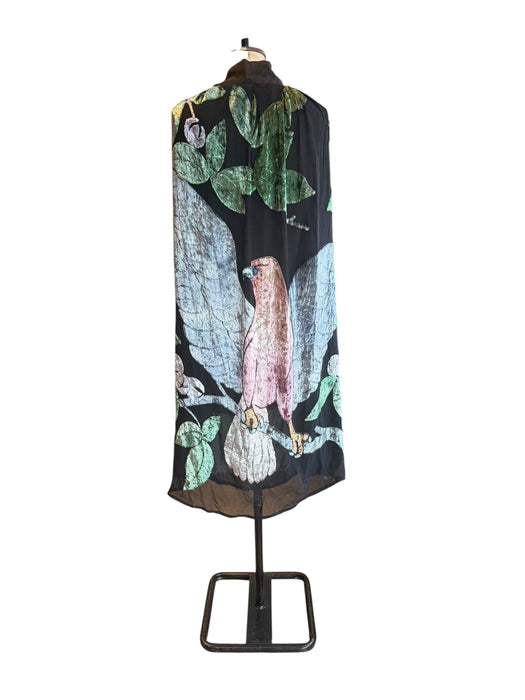 Hanna, Art Nouveau silk devorée chiffon cape with large bird and floral print