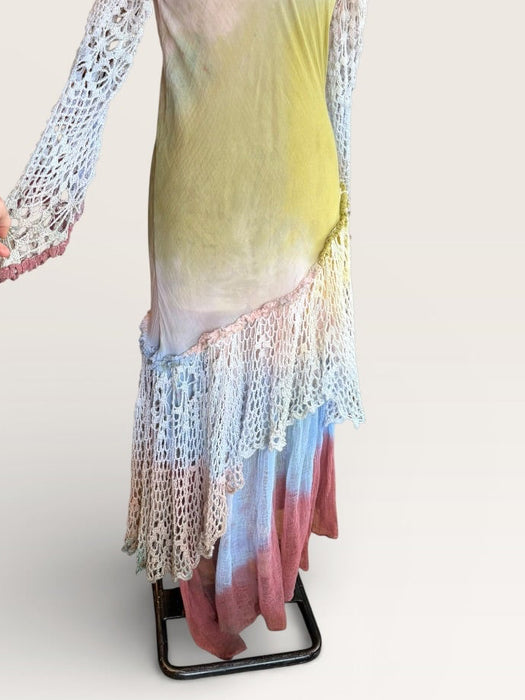Tommy, vintage  handmade crochet and cotton muslin asymmetric dress