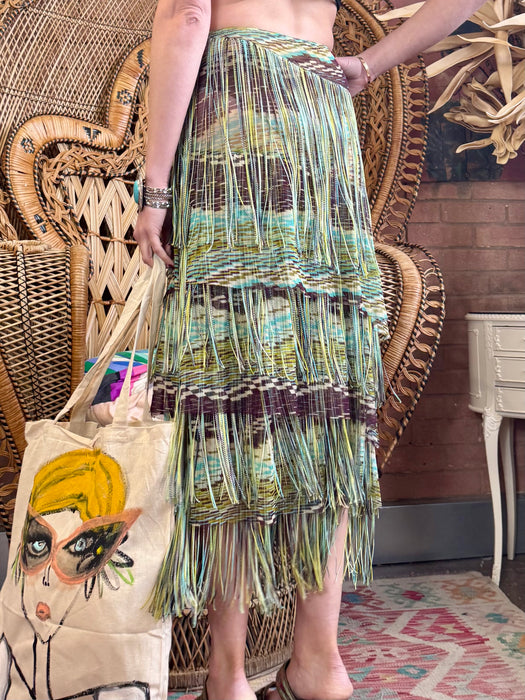 Missoni, 70s fringed knit skirt