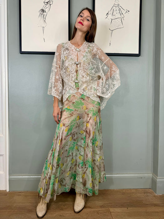 Yoni, hand made 30s cream lace cover up