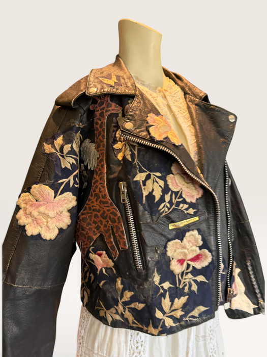 Omega, reworked 70s embroidered biker jacket