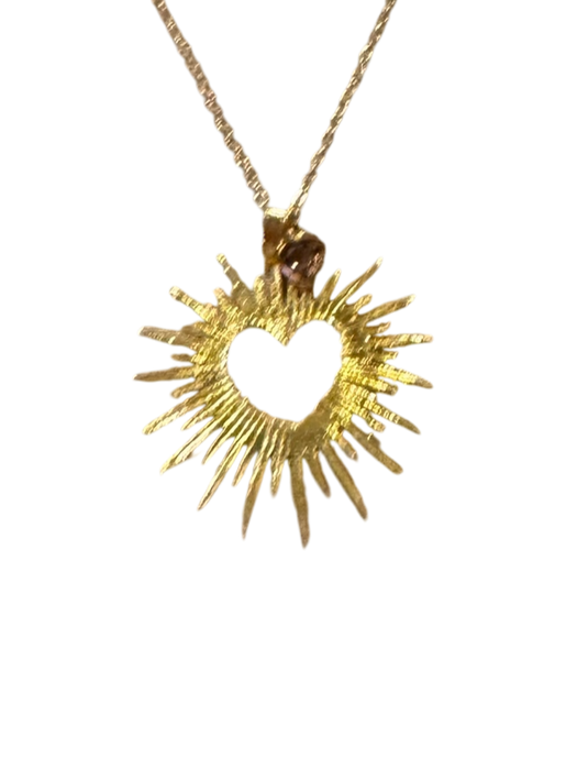 Ash, vintage 14c gold heart burst and droplet on a gold 14c chain