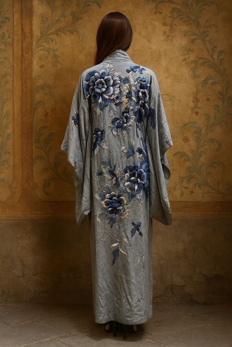Didi, 40s blue embroidered Japanese kimono