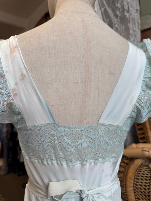 Thea, reworked 30s hand dyed embroidered and lace dress