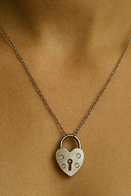 Polly, Victorian solid silver heart charm on a 40s silver chain