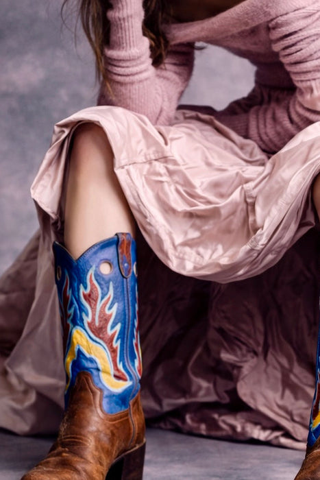 Waco, original 70s leather hand painted stitched cowboy boots