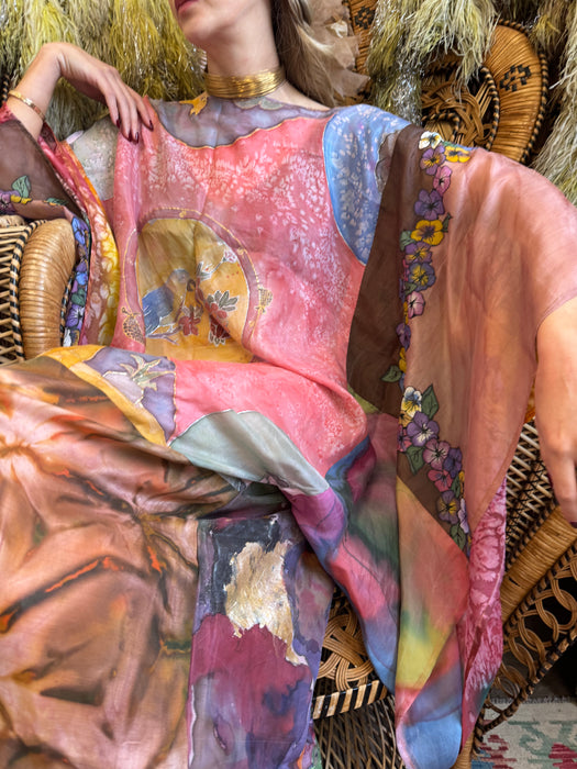 Lorena, 70s hand painted silk kaftan