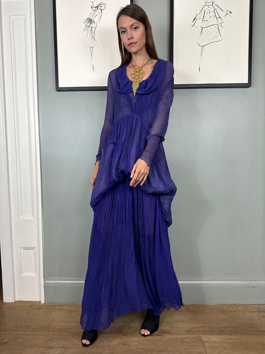 Jude, 30s chiffon purple pleated dress