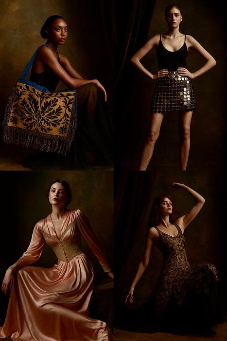 Tania, reworked Edwardian metallic embroidered and blue velvet satchel