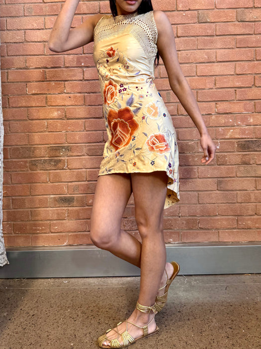Arabella, short embroidered scarf dress