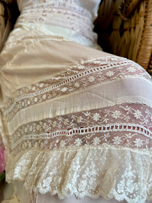 Jo, reworked 20s silk and lace long dress
