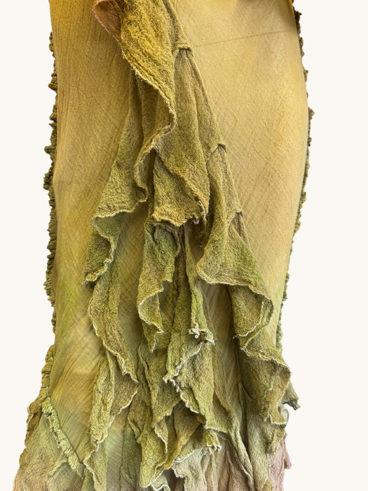 Lorna, vintage hand dyed ombré bias cut muslin frill dress