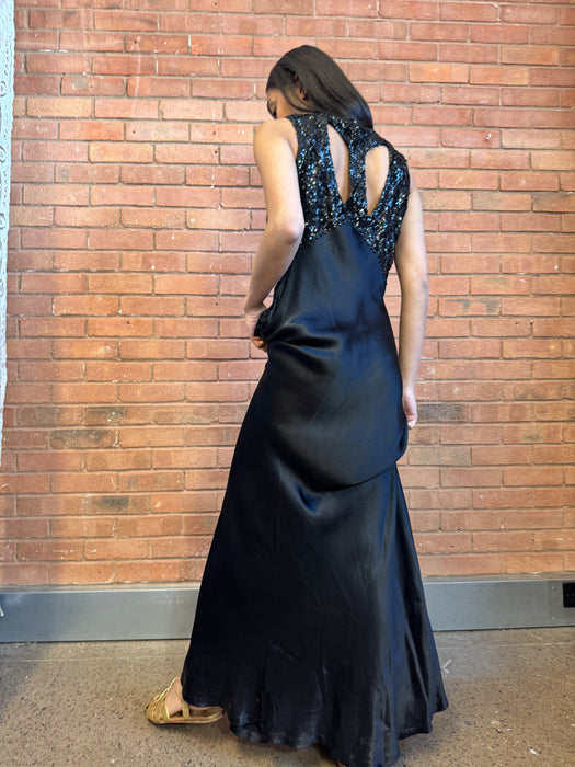 Kora, 30s bias cut silk and sequins dress