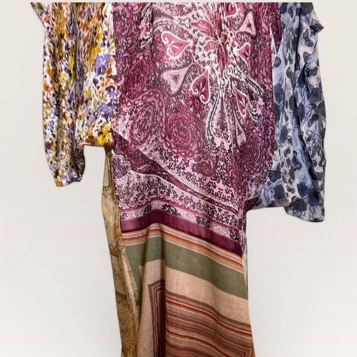 Mona, reworked reversible silk patchwork kaftan