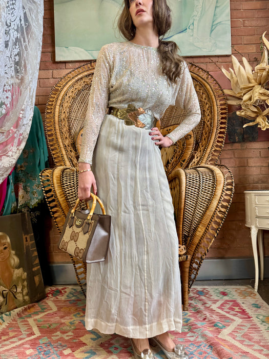 Seraphine, 70s chiffon and beaded dress