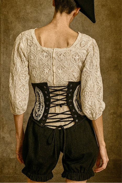 Astor, reworked Victorian corseted beaded blouse