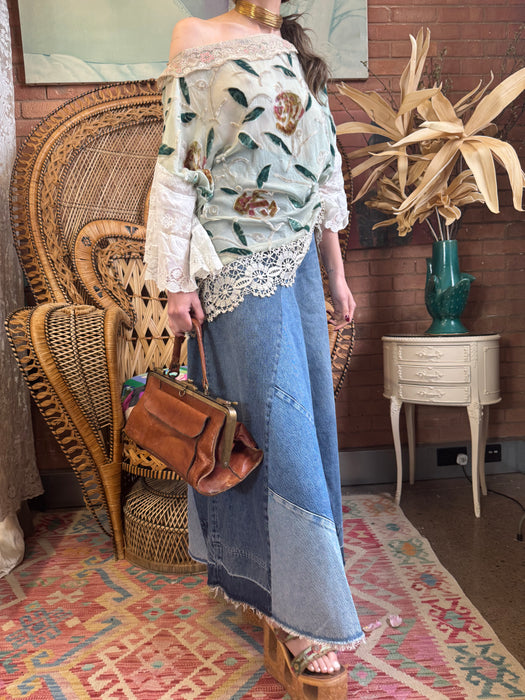 Goldie, 20s floral devoré and lace top