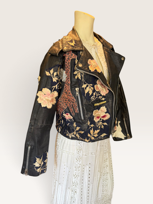 Omega, reworked 70s embroidered biker jacket