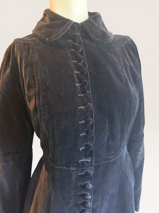 Ossie Clark, 1970s black velvet equestrian style coat