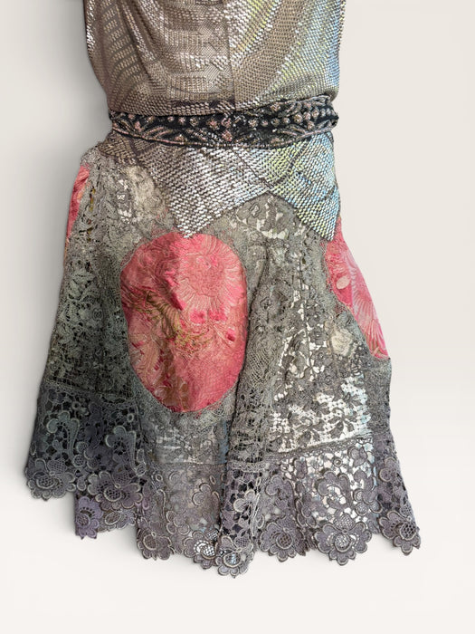 Troy, 30s Assuit reworked Assuit top and Edwardian metallic lace skirt