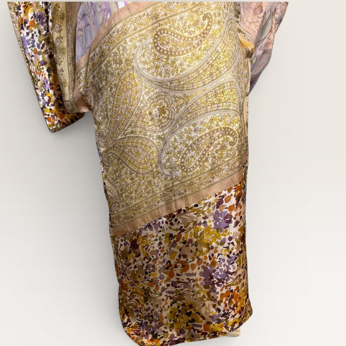 Claudia, reworked reversible vintage silk Kaftan with side leg slip