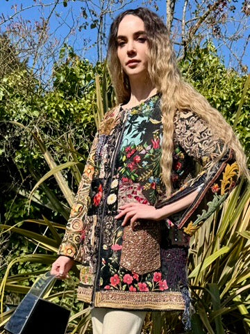 Didier, reversible 60s zip up coat with patchwork design