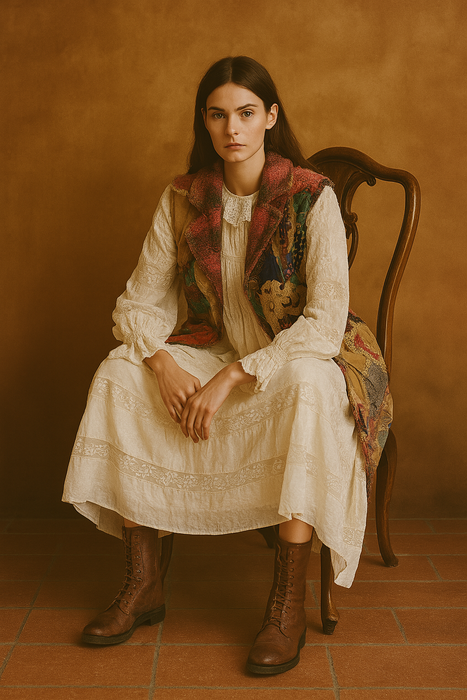 Sandy, reworked patchwork 40s long waistcoat