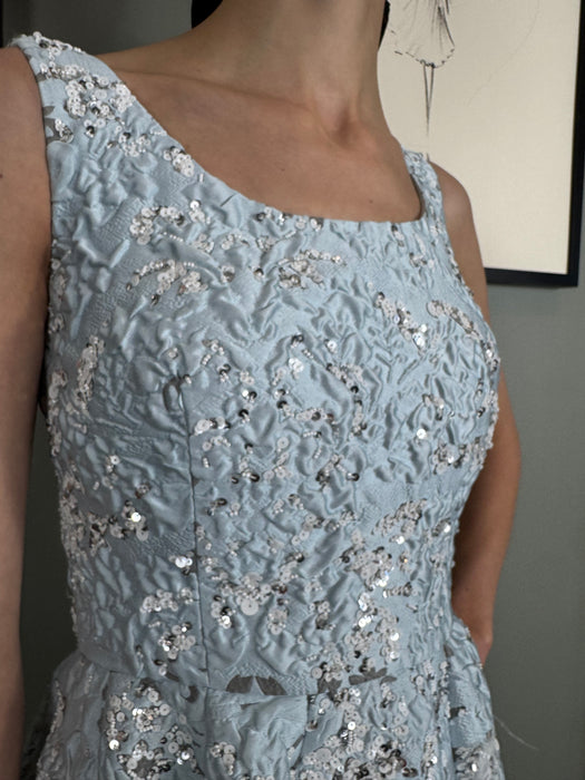 Oscar de la Renta, beaded feather pale blue dress