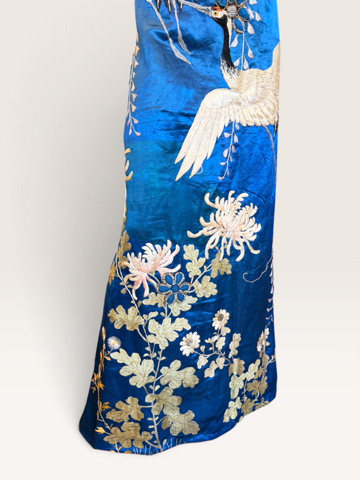 Raner, reworked 1930s cobalt blue silk embroidered bustier dress