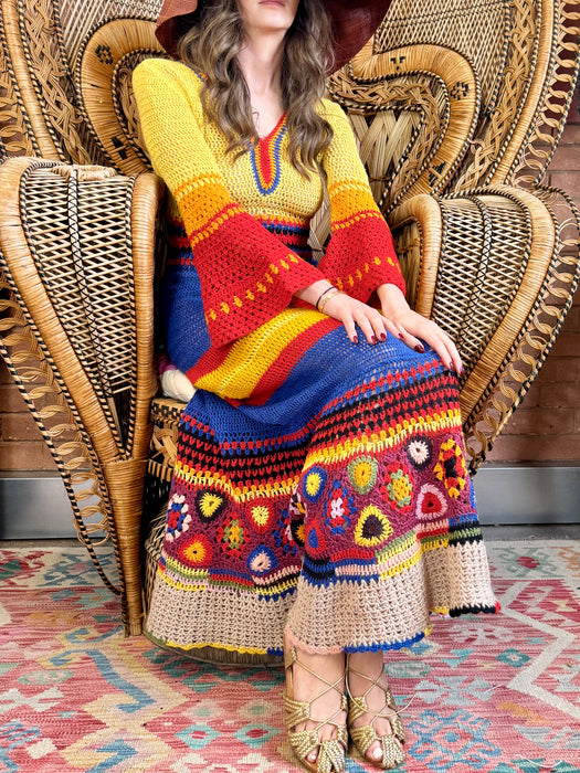 Jodie, 70s crochet long dress
