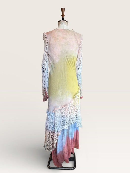 Tommy, vintage  handmade crochet and cotton muslin asymmetric dress