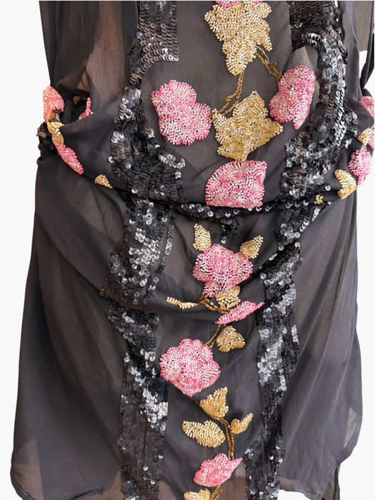 Greta, reworked 20s beaded short asymmetric dress