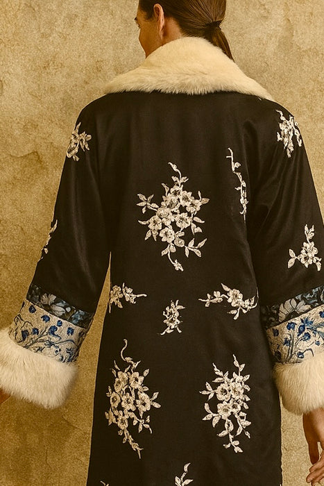 Omnia, 30s silk embroidered reversible fur coat