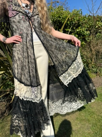 Hera, reworked monochrome 20s lace coat