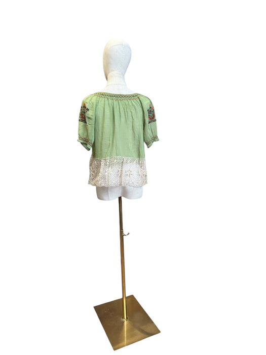 Joelle, 40s embroidered green and lace top