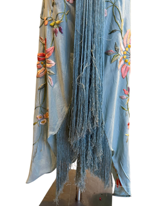 Amelia, reworked 40s embroidered silk and lace piano shawl dress