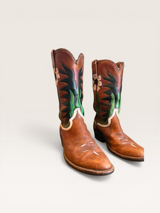 Houston, 70s brown hand painted leather boots