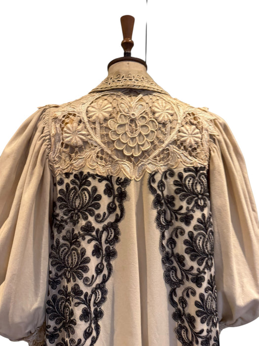 Ark, Victorian Museum worthy cream wool coat with balloon sleeves