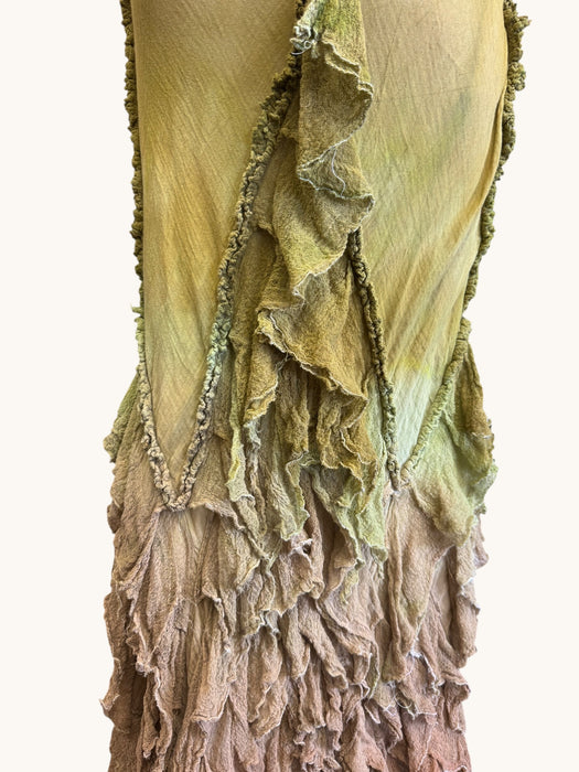 Lorna, vintage hand dyed ombré bias cut muslin frill dress