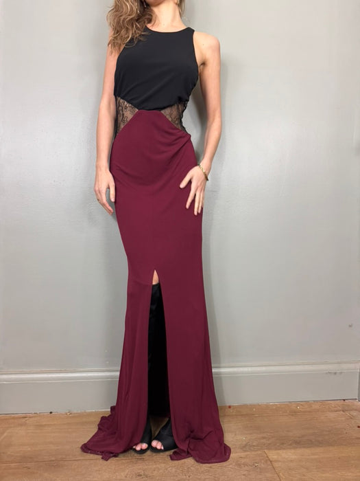 Saturne, vintage bodycon jersey and lace dress